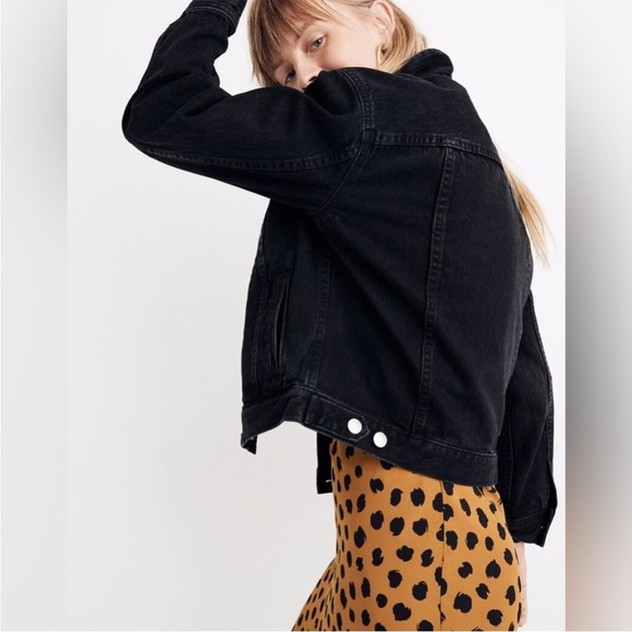 Madewell Cropped Black Denim Jacket Lunar Wash XXS 90s Fit - Picture 10 of 11